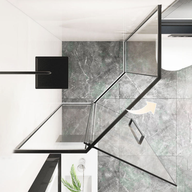 Black Square Shower Enclosure Pivot Tempered Glass Shower Kit Clearhalo 'Bathroom Remodel & Bathroom Fixtures' 'Home Improvement' 'home_improvement' 'home_improvement_shower_stalls_enclosures' 'Shower Stalls & Enclosures' 'shower_stalls_enclosures' 'Showers & Bathtubs' 7114711