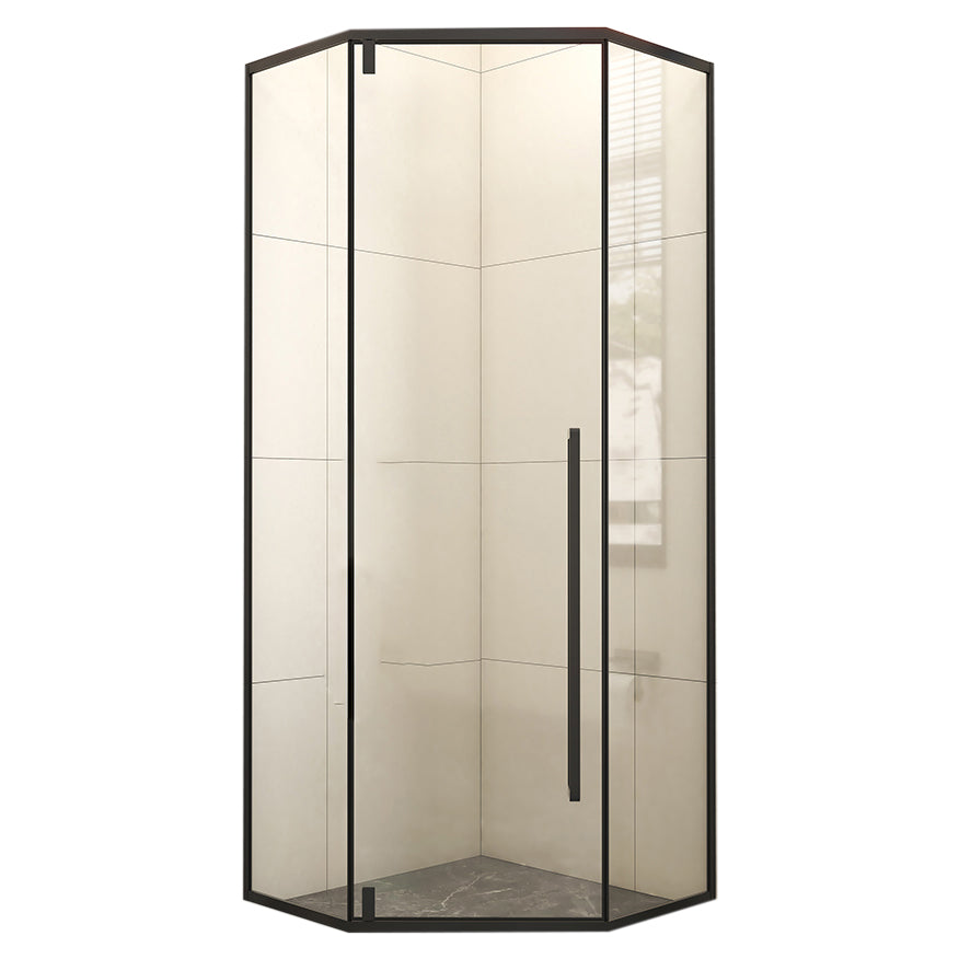 Black Square Shower Enclosure Pivot Tempered Glass Shower Kit Clearhalo 'Bathroom Remodel & Bathroom Fixtures' 'Home Improvement' 'home_improvement' 'home_improvement_shower_stalls_enclosures' 'Shower Stalls & Enclosures' 'shower_stalls_enclosures' 'Showers & Bathtubs' 7114714