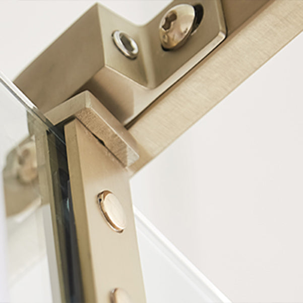 Gold Frame Neo-Angle Shower Enclosure with Single Door Handle - Clearhalo