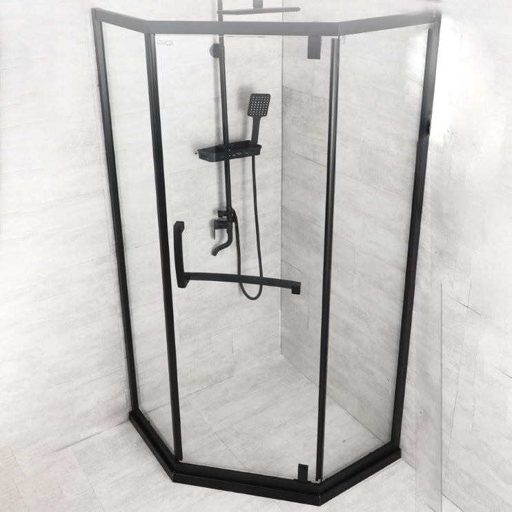 Black Frame Stainless Steel Shower Enclosure Tempered Glass Shower Kit Clearhalo 'Bathroom Remodel & Bathroom Fixtures' 'Home Improvement' 'home_improvement' 'home_improvement_shower_stalls_enclosures' 'Shower Stalls & Enclosures' 'shower_stalls_enclosures' 'Showers & Bathtubs' 7114759