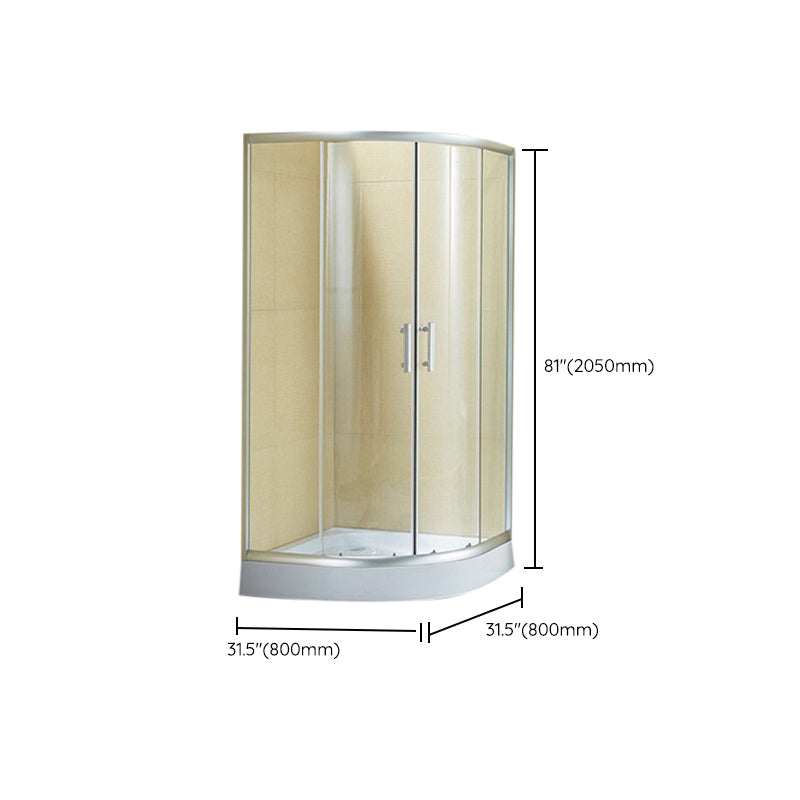 Double Sliding Shower Kit Rounded Shower Kit with Fixed Panel Clearhalo 'Bathroom Remodel & Bathroom Fixtures' 'Home Improvement' 'home_improvement' 'home_improvement_shower_stalls_enclosures' 'Shower Stalls & Enclosures' 'shower_stalls_enclosures' 'Showers & Bathtubs' 7114795