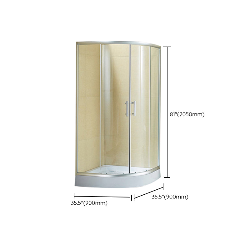 Double Sliding Shower Kit Rounded Shower Kit with Fixed Panel Clearhalo 'Bathroom Remodel & Bathroom Fixtures' 'Home Improvement' 'home_improvement' 'home_improvement_shower_stalls_enclosures' 'Shower Stalls & Enclosures' 'shower_stalls_enclosures' 'Showers & Bathtubs' 7114797