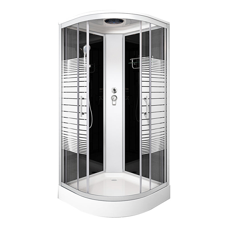 Rounded Double Sliding Shower Stall Striped Tempered Glass Shower Stall Clearhalo 'Bathroom Remodel & Bathroom Fixtures' 'Home Improvement' 'home_improvement' 'home_improvement_shower_stalls_enclosures' 'Shower Stalls & Enclosures' 'shower_stalls_enclosures' 'Showers & Bathtubs' 7114848