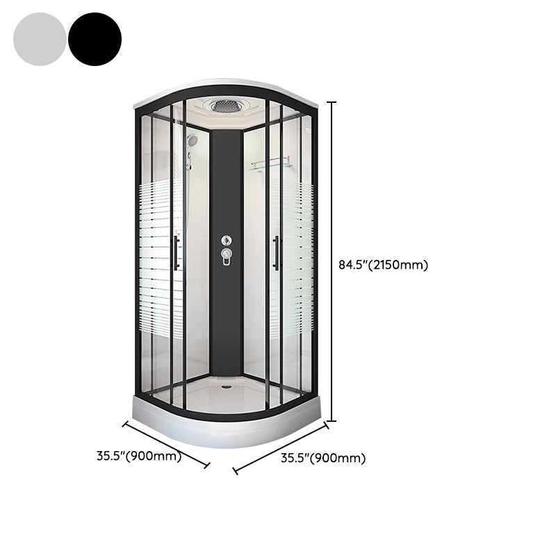 Rounded Double Sliding Shower Stall Striped Tempered Glass Shower Stall Clearhalo 'Bathroom Remodel & Bathroom Fixtures' 'Home Improvement' 'home_improvement' 'home_improvement_shower_stalls_enclosures' 'Shower Stalls & Enclosures' 'shower_stalls_enclosures' 'Showers & Bathtubs' 7114858