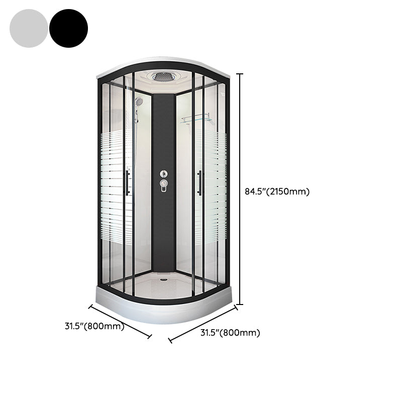 Rounded Double Sliding Shower Stall Striped Tempered Glass Shower Stall Clearhalo 'Bathroom Remodel & Bathroom Fixtures' 'Home Improvement' 'home_improvement' 'home_improvement_shower_stalls_enclosures' 'Shower Stalls & Enclosures' 'shower_stalls_enclosures' 'Showers & Bathtubs' 7114863