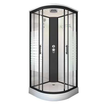 Framed Double Sliding Shower Stall Steam Shower Shower Stall No Charge Black Clearhalo 'Bathroom Remodel & Bathroom Fixtures' 'Home Improvement' 'home_improvement' 'home_improvement_shower_stalls_enclosures' 'Shower Stalls & Enclosures' 'shower_stalls_enclosures' 'Showers & Bathtubs' 7114867