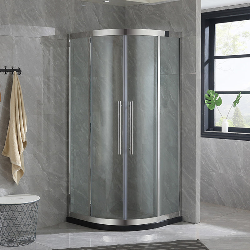 Stainless Steel Shower Enclosure Neo-Round Shower Enclosure on Corner Clearhalo 'Bathroom Remodel & Bathroom Fixtures' 'Home Improvement' 'home_improvement' 'home_improvement_shower_stalls_enclosures' 'Shower Stalls & Enclosures' 'shower_stalls_enclosures' 'Showers & Bathtubs' 7114907