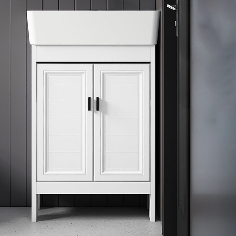 Freestanding Bathroom Vanity Metal Contemporary Bathroom Sink Vanity Bathroom Vanity 20"L x 10"W x 35"H Clearhalo 'Bathroom Remodel & Bathroom Fixtures' 'Bathroom Vanities' 'bathroom_vanities' 'Home Improvement' 'home_improvement' 'home_improvement_bathroom_vanities' 7114960