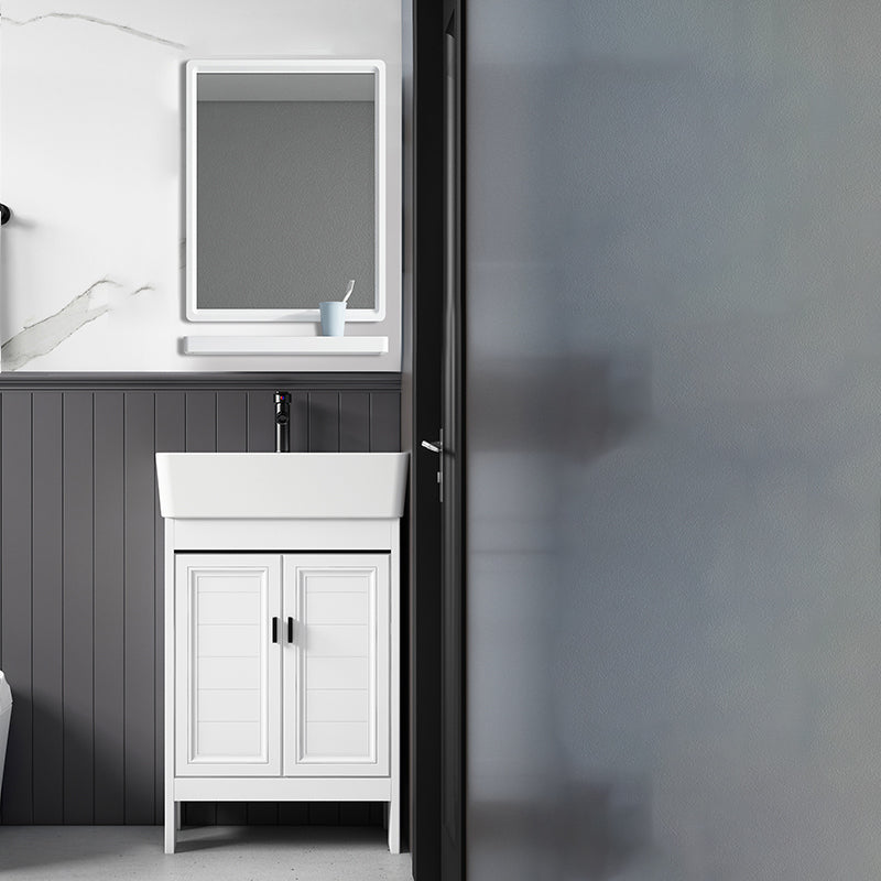 Freestanding Bathroom Vanity Metal Contemporary Bathroom Sink Vanity Vanity & Faucet & Mirrors Clearhalo 'Bathroom Remodel & Bathroom Fixtures' 'Bathroom Vanities' 'bathroom_vanities' 'Home Improvement' 'home_improvement' 'home_improvement_bathroom_vanities' 7114961