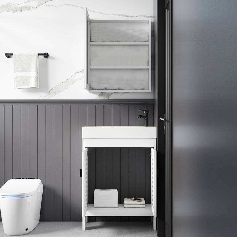 Freestanding Bathroom Vanity Metal Contemporary Bathroom Sink Vanity Clearhalo 'Bathroom Remodel & Bathroom Fixtures' 'Bathroom Vanities' 'bathroom_vanities' 'Home Improvement' 'home_improvement' 'home_improvement_bathroom_vanities' 7114962