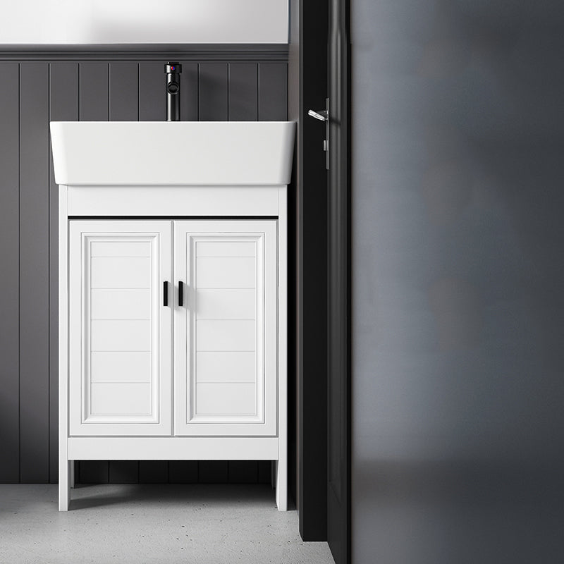 Freestanding Bathroom Vanity Metal Contemporary Bathroom Sink Vanity Vanity & Faucet Clearhalo 'Bathroom Remodel & Bathroom Fixtures' 'Bathroom Vanities' 'bathroom_vanities' 'Home Improvement' 'home_improvement' 'home_improvement_bathroom_vanities' 7114966