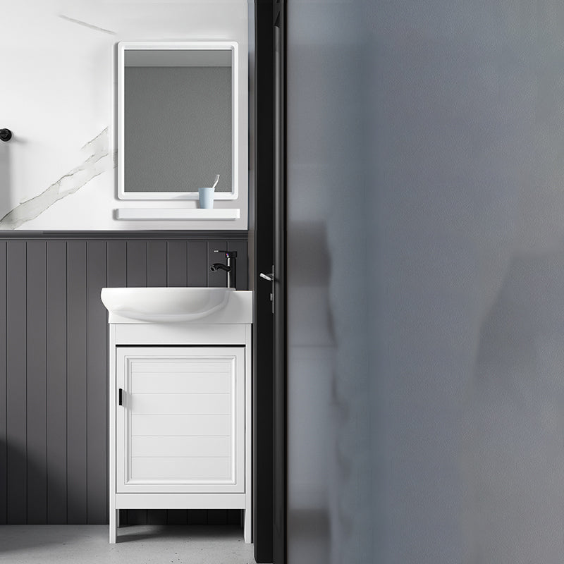 Freestanding Bathroom Vanity Metal Contemporary Bathroom Sink Vanity Vanity & Faucet & Mirrors Clearhalo 'Bathroom Remodel & Bathroom Fixtures' 'Bathroom Vanities' 'bathroom_vanities' 'Home Improvement' 'home_improvement' 'home_improvement_bathroom_vanities' 7114970