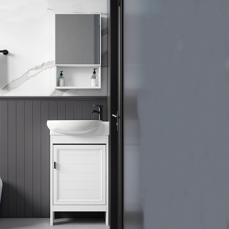 Freestanding Bathroom Vanity Metal Contemporary Bathroom Sink Vanity Vanity & Faucet & Mirror Cabinet Clearhalo 'Bathroom Remodel & Bathroom Fixtures' 'Bathroom Vanities' 'bathroom_vanities' 'Home Improvement' 'home_improvement' 'home_improvement_bathroom_vanities' 7114972