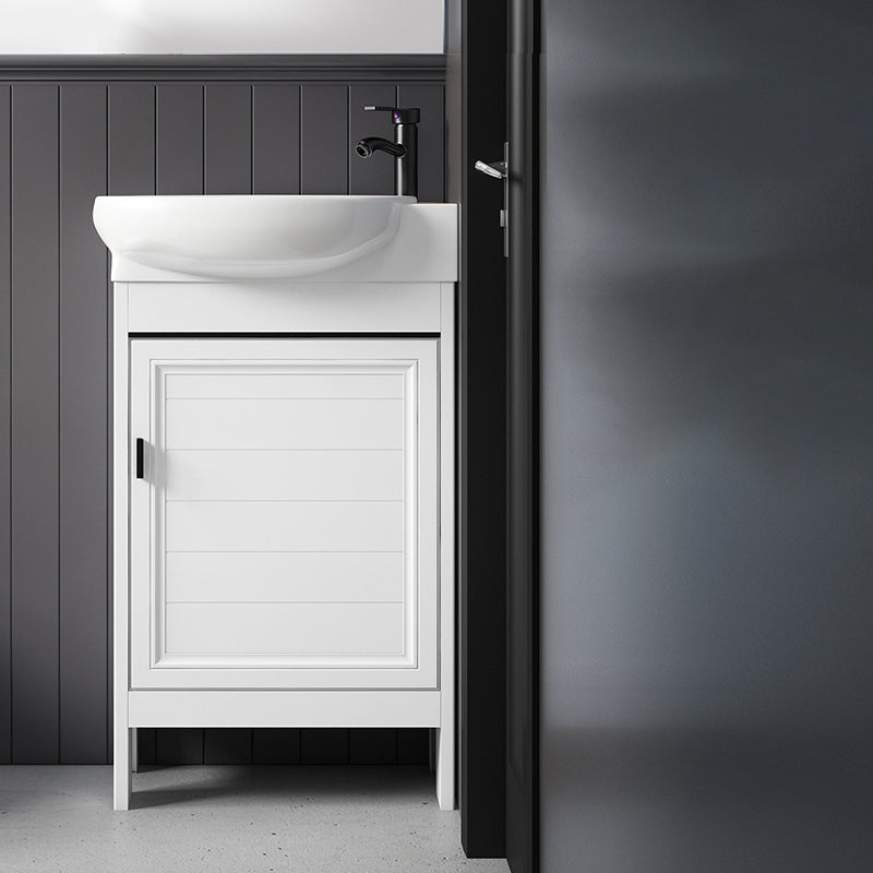 Freestanding Bathroom Vanity Metal Contemporary Bathroom Sink Vanity Vanity & Faucet Clearhalo 'Bathroom Remodel & Bathroom Fixtures' 'Bathroom Vanities' 'bathroom_vanities' 'Home Improvement' 'home_improvement' 'home_improvement_bathroom_vanities' 7114974