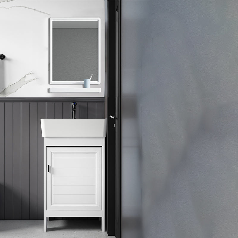 Freestanding Bathroom Vanity Metal Contemporary Bathroom Sink Vanity Vanity & Faucet & Mirrors Clearhalo 'Bathroom Remodel & Bathroom Fixtures' 'Bathroom Vanities' 'bathroom_vanities' 'Home Improvement' 'home_improvement' 'home_improvement_bathroom_vanities' 7114977