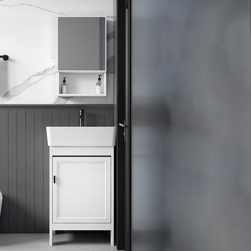 Freestanding Bathroom Vanity Metal Contemporary Bathroom Sink Vanity Vanity & Faucet & Mirror Cabinet Clearhalo 'Bathroom Remodel & Bathroom Fixtures' 'Bathroom Vanities' 'bathroom_vanities' 'Home Improvement' 'home_improvement' 'home_improvement_bathroom_vanities' 7114979