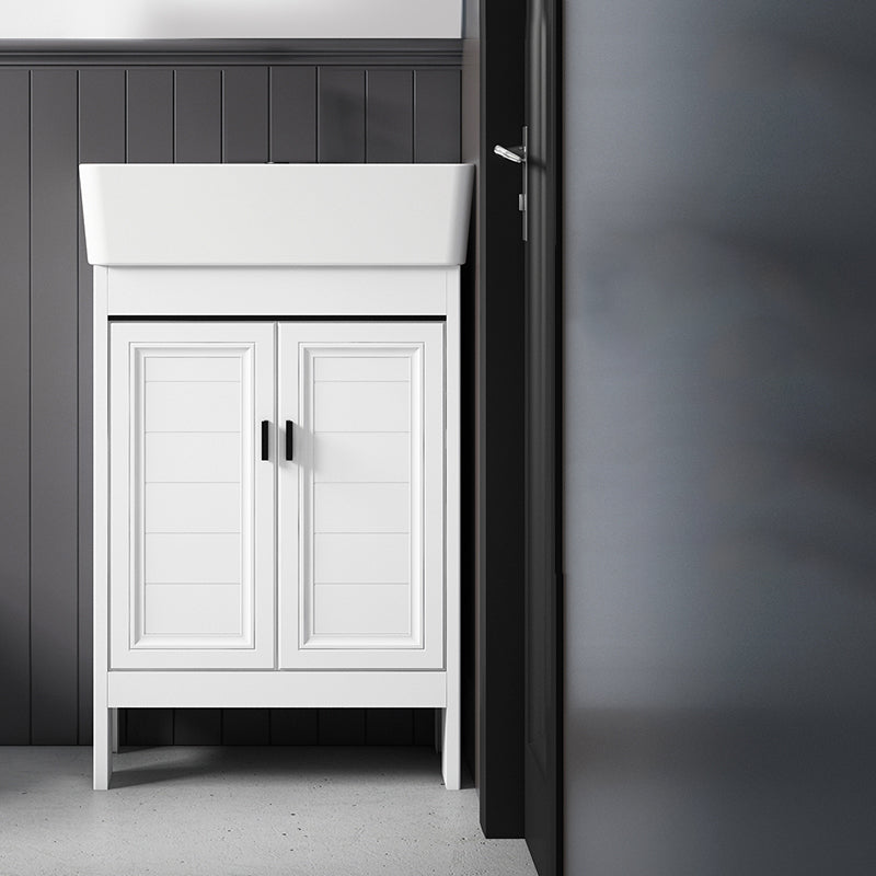 Freestanding Bathroom Vanity Metal Contemporary Bathroom Sink Vanity Bathroom Vanity 22"L x 12"W x 35"H Clearhalo 'Bathroom Remodel & Bathroom Fixtures' 'Bathroom Vanities' 'bathroom_vanities' 'Home Improvement' 'home_improvement' 'home_improvement_bathroom_vanities' 7114981