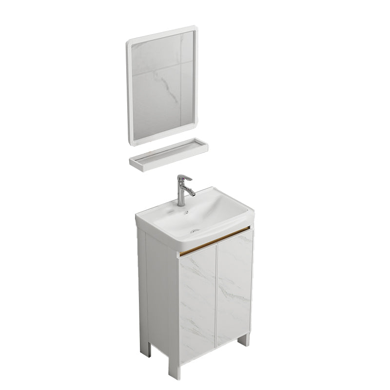 Free Standing Vanity Set White Drawer Faucet Ceramic Sink Vanity Set with Mirror Vanity & Faucet & Mirrors 20"L x 14"W x 32"H None Clearhalo 'Bathroom Remodel & Bathroom Fixtures' 'Bathroom Vanities' 'bathroom_vanities' 'Home Improvement' 'home_improvement' 'home_improvement_bathroom_vanities' 7115003