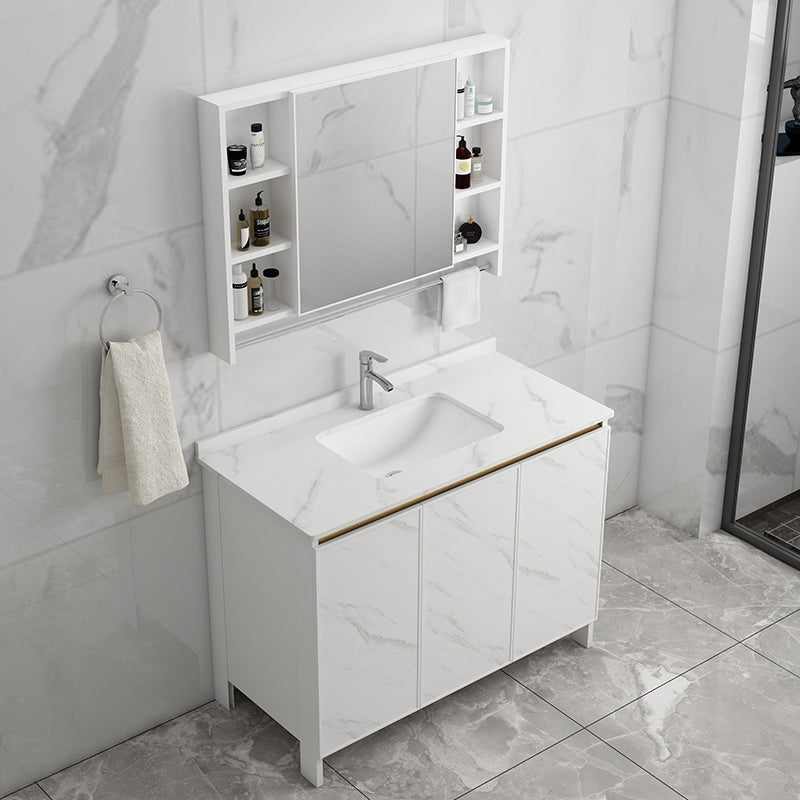 Free Standing Vanity Set White Drawer Faucet Ceramic Sink Vanity Set with Mirror Clearhalo 'Bathroom Remodel & Bathroom Fixtures' 'Bathroom Vanities' 'bathroom_vanities' 'Home Improvement' 'home_improvement' 'home_improvement_bathroom_vanities' 7115004
