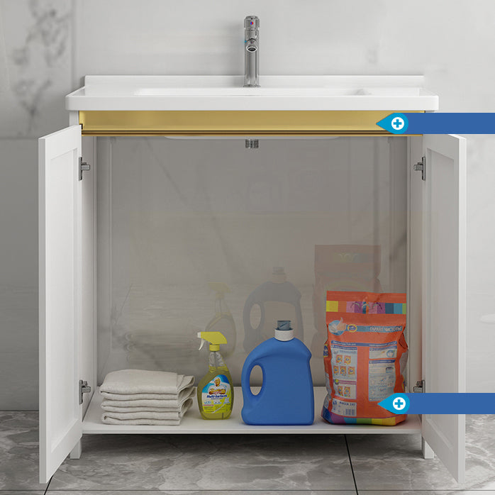 Free Standing Vanity Set White Drawer Faucet Ceramic Sink Vanity Set with Mirror Clearhalo 'Bathroom Remodel & Bathroom Fixtures' 'Bathroom Vanities' 'bathroom_vanities' 'Home Improvement' 'home_improvement' 'home_improvement_bathroom_vanities' 7115016