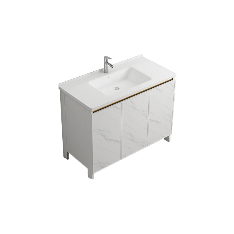 Free Standing Vanity Set White Drawer Faucet Ceramic Sink Vanity Set with Mirror Vanity & Faucet None Clearhalo 'Bathroom Remodel & Bathroom Fixtures' 'Bathroom Vanities' 'bathroom_vanities' 'Home Improvement' 'home_improvement' 'home_improvement_bathroom_vanities' 7115025