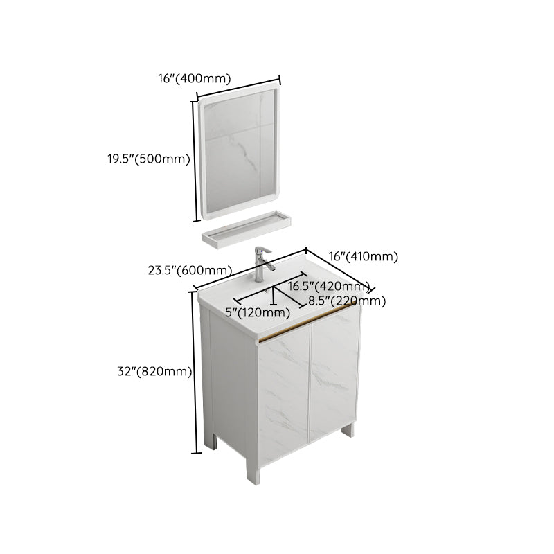 Free Standing Vanity Set White Drawer Faucet Ceramic Sink Vanity Set with Mirror Clearhalo 'Bathroom Remodel & Bathroom Fixtures' 'Bathroom Vanities' 'bathroom_vanities' 'Home Improvement' 'home_improvement' 'home_improvement_bathroom_vanities' 7115028