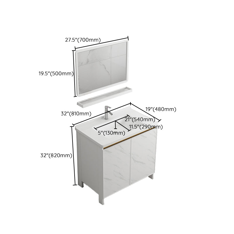 Free Standing Vanity Set White Drawer Faucet Ceramic Sink Vanity Set with Mirror Clearhalo 'Bathroom Remodel & Bathroom Fixtures' 'Bathroom Vanities' 'bathroom_vanities' 'Home Improvement' 'home_improvement' 'home_improvement_bathroom_vanities' 7115031