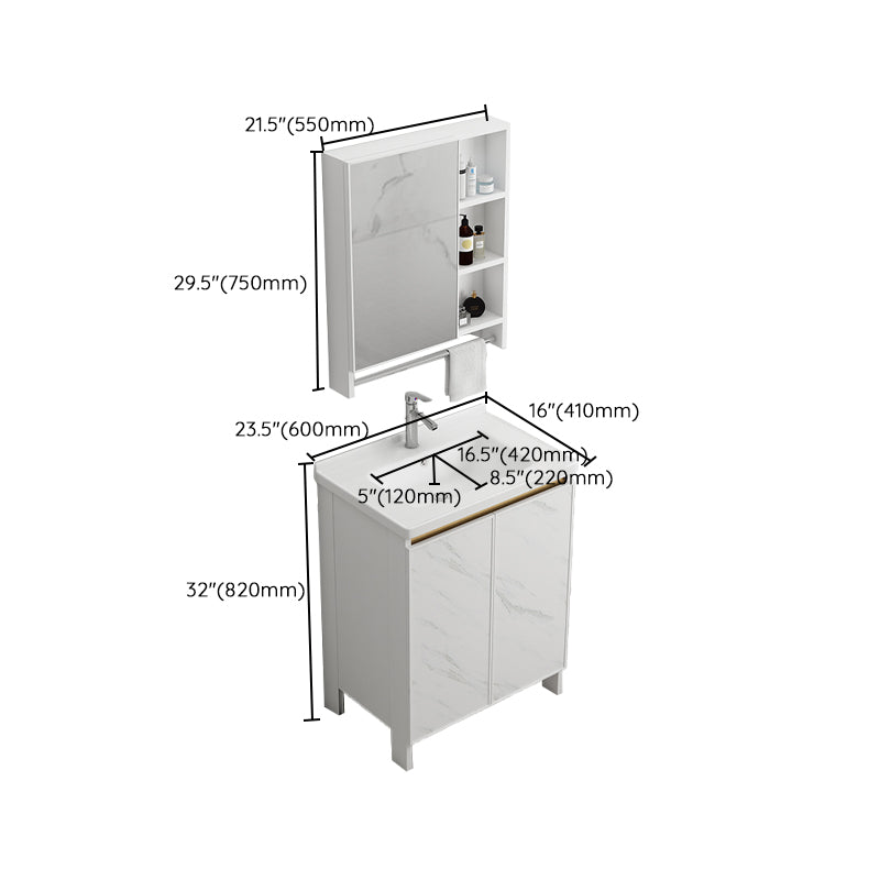 Free Standing Vanity Set White Drawer Faucet Ceramic Sink Vanity Set with Mirror Clearhalo 'Bathroom Remodel & Bathroom Fixtures' 'Bathroom Vanities' 'bathroom_vanities' 'Home Improvement' 'home_improvement' 'home_improvement_bathroom_vanities' 7115032