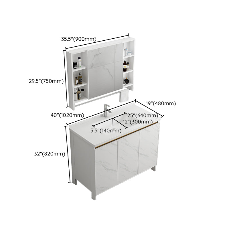 Free Standing Vanity Set White Drawer Faucet Ceramic Sink Vanity Set with Mirror Clearhalo 'Bathroom Remodel & Bathroom Fixtures' 'Bathroom Vanities' 'bathroom_vanities' 'Home Improvement' 'home_improvement' 'home_improvement_bathroom_vanities' 7115037