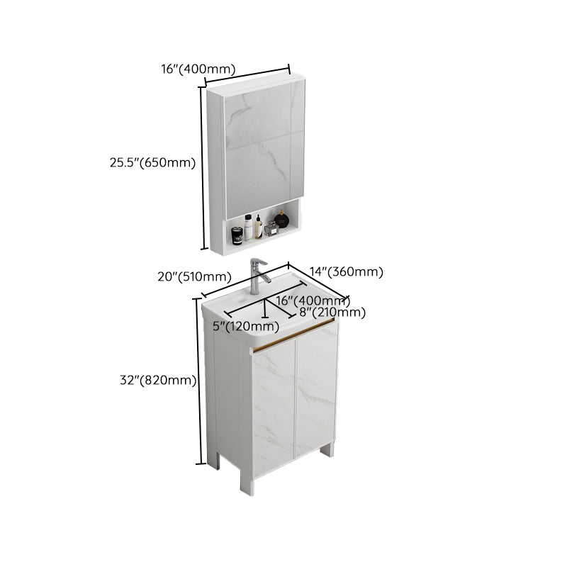 Free Standing Vanity Set White Drawer Faucet Ceramic Sink Vanity Set with Mirror Clearhalo 'Bathroom Remodel & Bathroom Fixtures' 'Bathroom Vanities' 'bathroom_vanities' 'Home Improvement' 'home_improvement' 'home_improvement_bathroom_vanities' 7115039