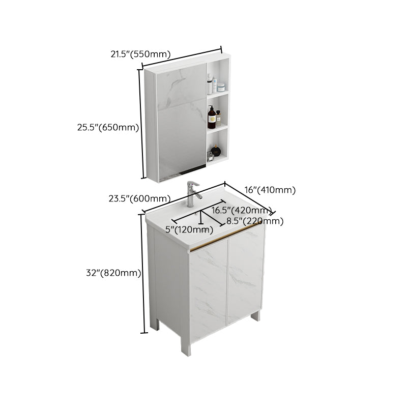 Free Standing Vanity Set White Drawer Faucet Ceramic Sink Vanity Set with Mirror Clearhalo 'Bathroom Remodel & Bathroom Fixtures' 'Bathroom Vanities' 'bathroom_vanities' 'Home Improvement' 'home_improvement' 'home_improvement_bathroom_vanities' 7115040