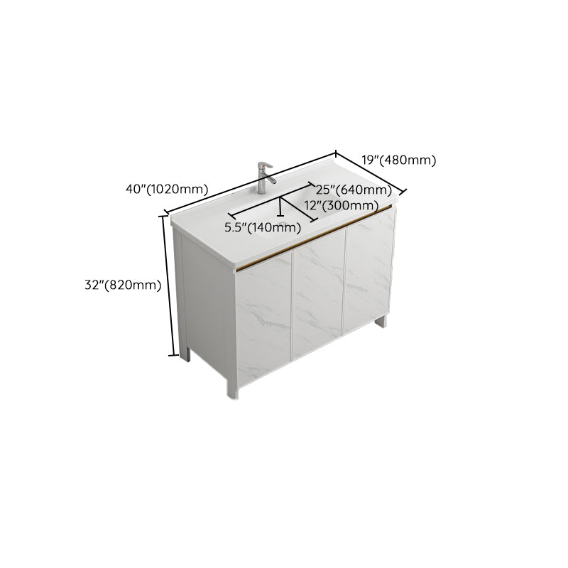 Free Standing Vanity Set White Drawer Faucet Ceramic Sink Vanity Set with Mirror Clearhalo 'Bathroom Remodel & Bathroom Fixtures' 'Bathroom Vanities' 'bathroom_vanities' 'Home Improvement' 'home_improvement' 'home_improvement_bathroom_vanities' 7115049