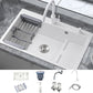 Kitchen Ceramic Sink Rectangular Anti-spill Pull-out Faucet Ceramic Sink Sink with Faucet Round Shape Faucet with Soap Dispenser Clearhalo 'Home Improvement' 'home_improvement' 'home_improvement_kitchen_sinks' 'Kitchen Remodel & Kitchen Fixtures' 'Kitchen Sinks & Faucet Components' 'Kitchen Sinks' 'kitchen_sinks' 7115308