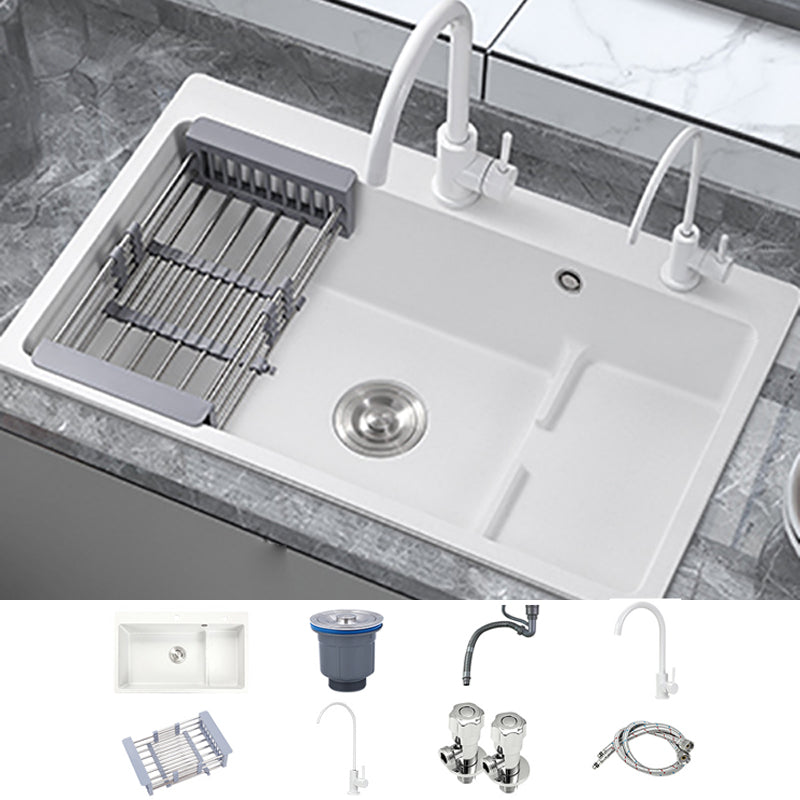 Kitchen Ceramic Sink Rectangular Anti-spill Pull-out Faucet Ceramic Sink Sink with Faucet Round Double Tap for Water Purification Clearhalo 'Home Improvement' 'home_improvement' 'home_improvement_kitchen_sinks' 'Kitchen Remodel & Kitchen Fixtures' 'Kitchen Sinks & Faucet Components' 'Kitchen Sinks' 'kitchen_sinks' 7115311