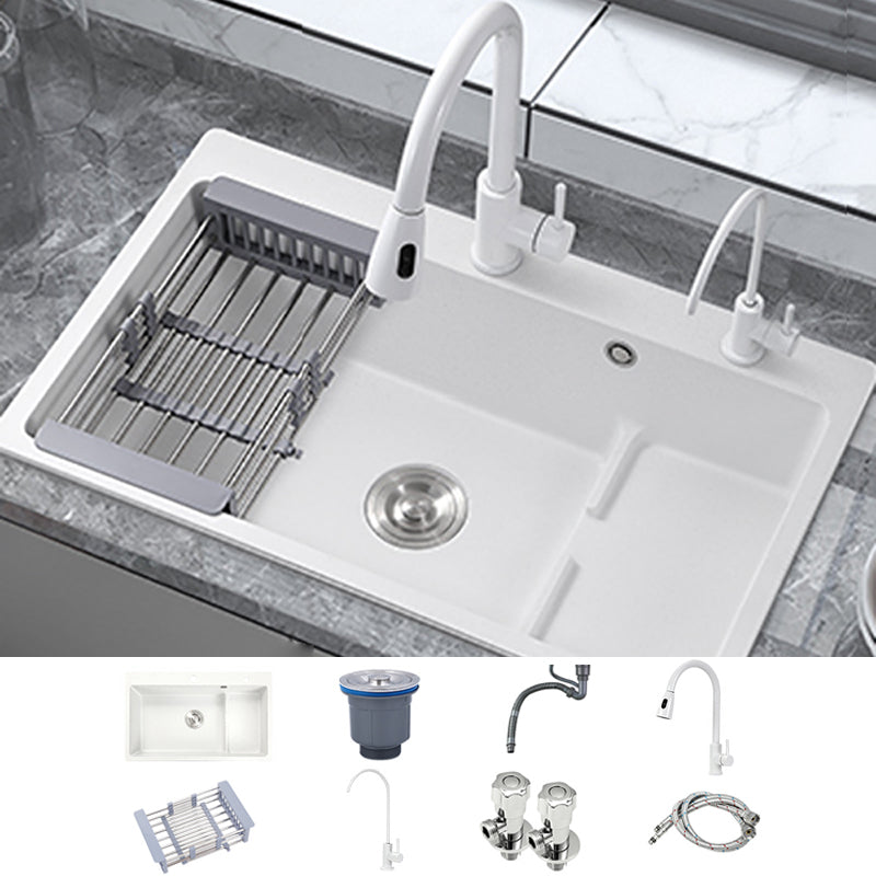 Kitchen Ceramic Sink Rectangular Anti-spill Pull-out Faucet Ceramic Sink 27"L x 18"W x 9"H Sink with Faucet Double Tap for Water Purification Clearhalo 'Home Improvement' 'home_improvement' 'home_improvement_kitchen_sinks' 'Kitchen Remodel & Kitchen Fixtures' 'Kitchen Sinks & Faucet Components' 'Kitchen Sinks' 'kitchen_sinks' 7115312
