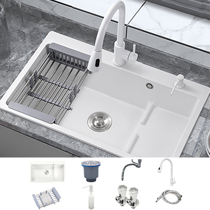 Kitchen Ceramic Sink Rectangular Anti-spill Pull-out Faucet Ceramic Sink Sink with Faucet Pull Out Faucet With Soap Dispenser Clearhalo 'Home Improvement' 'home_improvement' 'home_improvement_kitchen_sinks' 'Kitchen Remodel & Kitchen Fixtures' 'Kitchen Sinks & Faucet Components' 'Kitchen Sinks' 'kitchen_sinks' 7115315