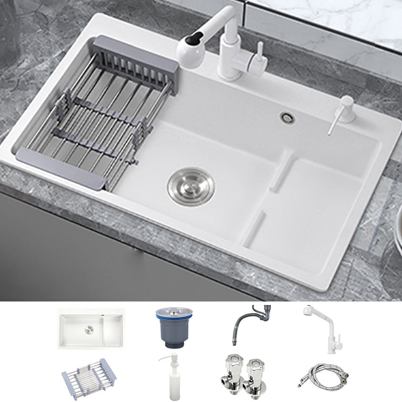 Kitchen Ceramic Sink Rectangular Anti-spill Pull-out Faucet Ceramic Sink Sink with Faucet Straight Pull Out Faucet With Soap Dispenser Clearhalo 'Home Improvement' 'home_improvement' 'home_improvement_kitchen_sinks' 'Kitchen Remodel & Kitchen Fixtures' 'Kitchen Sinks & Faucet Components' 'Kitchen Sinks' 'kitchen_sinks' 7115317