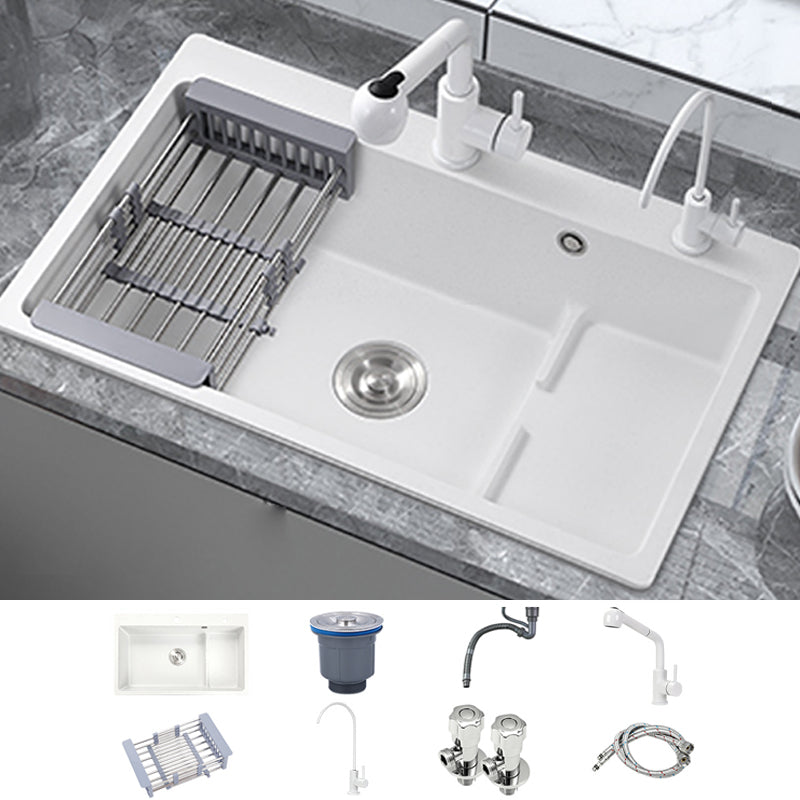 Kitchen Ceramic Sink Rectangular Anti-spill Pull-out Faucet Ceramic Sink Sink with Faucet Tobacco Pull Out Water Filter Double Faucet Clearhalo 'Home Improvement' 'home_improvement' 'home_improvement_kitchen_sinks' 'Kitchen Remodel & Kitchen Fixtures' 'Kitchen Sinks & Faucet Components' 'Kitchen Sinks' 'kitchen_sinks' 7115318