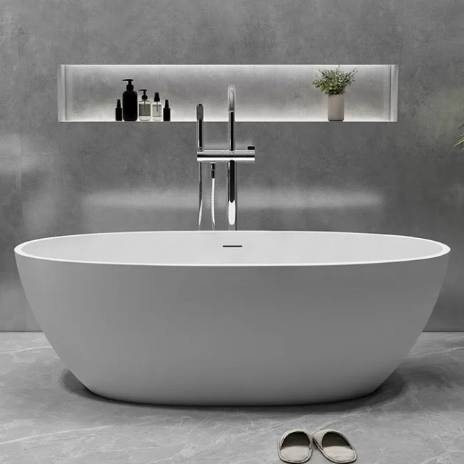 Soaking Freestanding Bath Tub Antique Finish Oval Modern Bathtub (Faucet not Included) 67"L x 31"W x 22"H Clearhalo 'Bathroom Remodel & Bathroom Fixtures' 'Bathtubs' 'Home Improvement' 'home_improvement' 'home_improvement_bathtubs' 'Showers & Bathtubs' 7115699