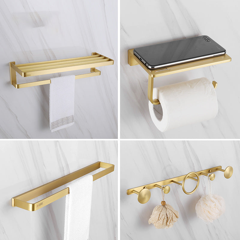 Brass Vintage Bathroom Set Brushed Brass Bathroom Accessory as Individual or as a Set 4-Piece Set (Row Hook) Clearhalo 'Bathroom Hardware Sets' 'Bathroom Hardware' 'Bathroom Remodel & Bathroom Fixtures' 'bathroom_hardware_sets' 'Home Improvement' 'home_improvement' 'home_improvement_bathroom_hardware_sets' 7115874