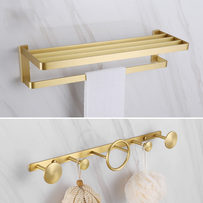 Brass Vintage Bathroom Set Brushed Brass Bathroom Accessory as Individual or as a Set Towel Rack with Row Hook Clearhalo 'Bathroom Hardware Sets' 'Bathroom Hardware' 'Bathroom Remodel & Bathroom Fixtures' 'bathroom_hardware_sets' 'Home Improvement' 'home_improvement' 'home_improvement_bathroom_hardware_sets' 7115877