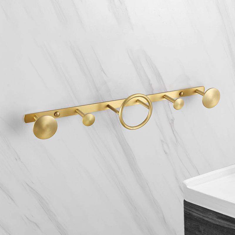 Brass Vintage Bathroom Set Brushed Brass Bathroom Accessory as Individual or as a Set Row Hook (5 Rows) Clearhalo 'Bathroom Hardware Sets' 'Bathroom Hardware' 'Bathroom Remodel & Bathroom Fixtures' 'bathroom_hardware_sets' 'Home Improvement' 'home_improvement' 'home_improvement_bathroom_hardware_sets' 7115881