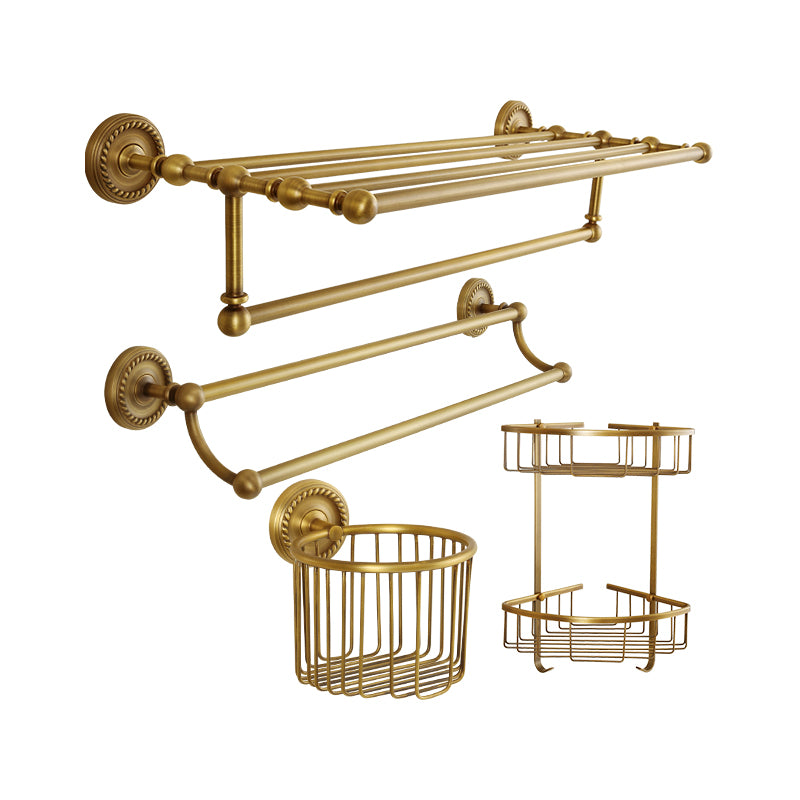 Antique Brass Bathroom Accessories Set – Towel Bar, Hardware, Wall Mounted