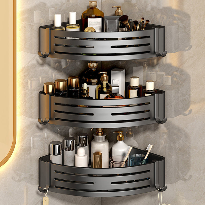 3 Piece Bathroom Accessory Set Contemporary Aluminum Bath Shelf Black 3 Piece Set Triangular Bath Shelf Clearhalo 'Bathroom Hardware Sets' 'Bathroom Hardware' 'Bathroom Remodel & Bathroom Fixtures' 'bathroom_hardware_sets' 'Home Improvement' 'home_improvement' 'home_improvement_bathroom_hardware_sets' 7115942
