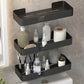 Modern Rectangular Bath Shelf 2/3-Piece Bathroom Accessory Set 14" Black 3 Piece Set Clearhalo 'Bathroom Hardware Sets' 'Bathroom Hardware' 'Bathroom Remodel & Bathroom Fixtures' 'bathroom_hardware_sets' 'Home Improvement' 'home_improvement' 'home_improvement_bathroom_hardware_sets' 7115964