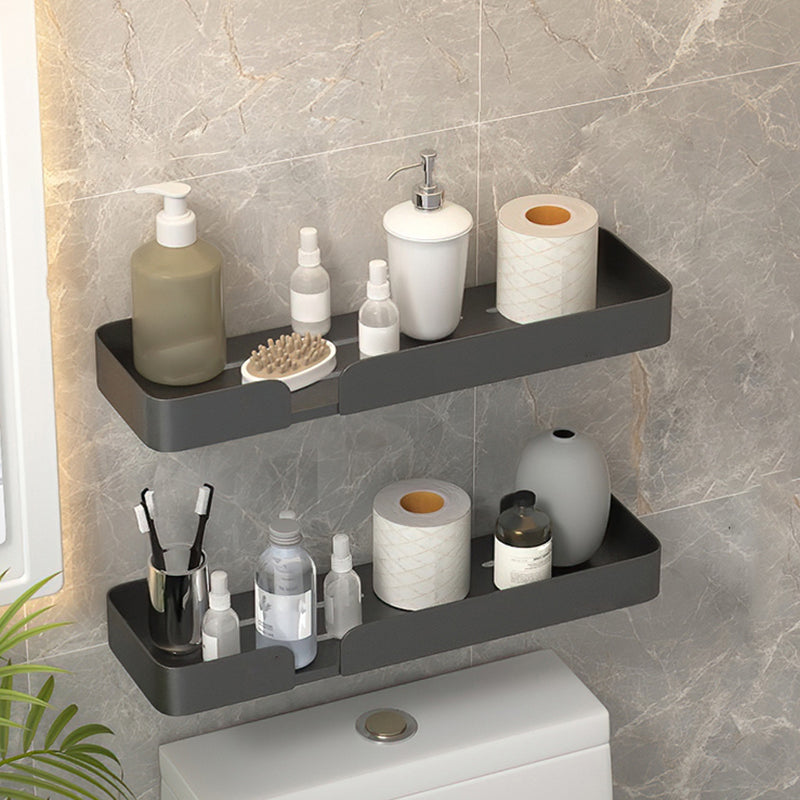 Modern Rectangular Bath Shelf 2/3-Piece Bathroom Accessory Set 18" Black 2 Piece Set Clearhalo 'Bathroom Hardware Sets' 'Bathroom Hardware' 'Bathroom Remodel & Bathroom Fixtures' 'bathroom_hardware_sets' 'Home Improvement' 'home_improvement' 'home_improvement_bathroom_hardware_sets' 7115973
