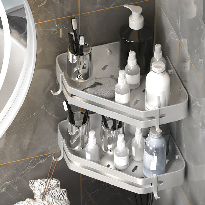 Modern 2/3-Piece Bathroom Set Stainless Triangle Bath Shelf in Aluminum Clearhalo 'Bathroom Hardware Sets' 'Bathroom Hardware' 'Bathroom Remodel & Bathroom Fixtures' 'bathroom_hardware_sets' 'Home Improvement' 'home_improvement' 'home_improvement_bathroom_hardware_sets' 7115991