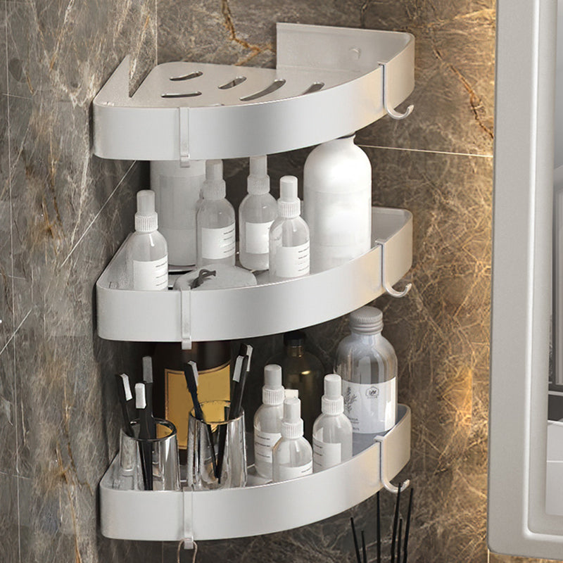 Modern 2/3-Piece Bathroom Set Stainless Triangle Bath Shelf in Aluminum White Triangle 3 Piece Set Clearhalo 'Bathroom Hardware Sets' 'Bathroom Hardware' 'Bathroom Remodel & Bathroom Fixtures' 'bathroom_hardware_sets' 'Home Improvement' 'home_improvement' 'home_improvement_bathroom_hardware_sets' 7115999