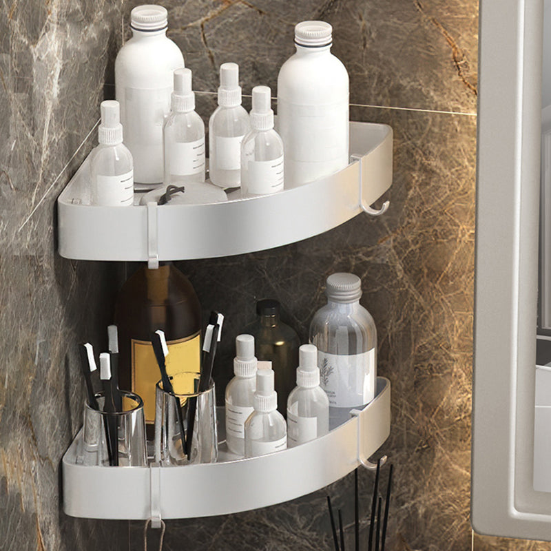 Modern 2/3-Piece Bathroom Set Stainless Triangle Bath Shelf in Aluminum White Triangle 2 Piece Set Clearhalo 'Bathroom Hardware Sets' 'Bathroom Hardware' 'Bathroom Remodel & Bathroom Fixtures' 'bathroom_hardware_sets' 'Home Improvement' 'home_improvement' 'home_improvement_bathroom_hardware_sets' 7116002