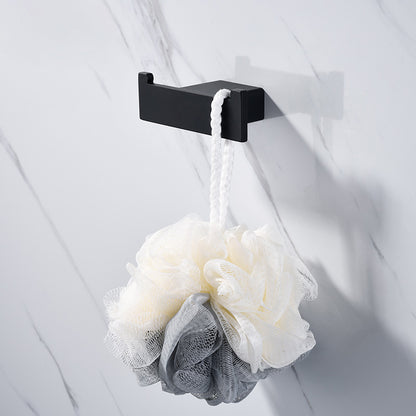 5-Piece Modernism Bath Hardware Set in Stainless Steel Matte Black Towel Robe Hook (Single Hook) Clearhalo 'Bathroom Hardware Sets' 'Bathroom Hardware' 'Bathroom Remodel & Bathroom Fixtures' 'bathroom_hardware_sets' 'Home Improvement' 'home_improvement' 'home_improvement_bathroom_hardware_sets' 7116059